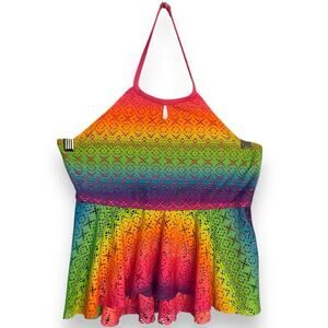 Wonder Nation Halter Top Girls XL Multicolor Groovy Tie Dye Coverup Top Vacation